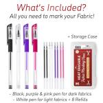 Heat Erasable Fabric Marking Pens - 4 Pens & Refills