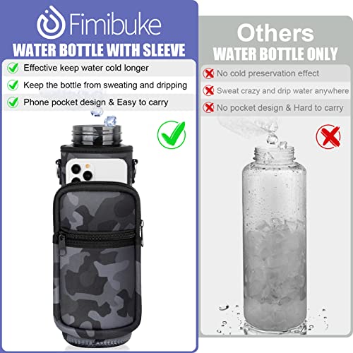 Fimibuke 32 oz Leakproof Water Bottle with Sleeve