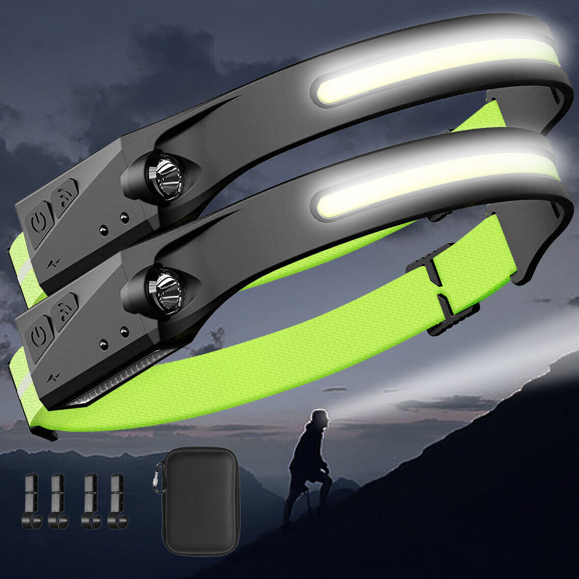 Waterproof Headlamps for Hiking, Fishing, Cycling - Set of 2