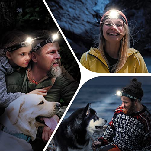 Foxelli LED Hiking Headlamp - White/Red Light, Waterproof