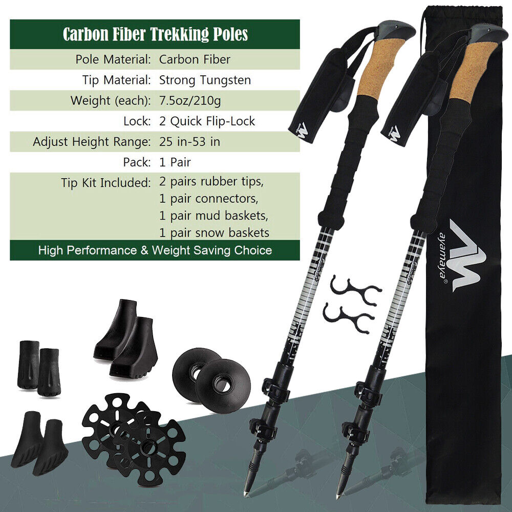 Ultralight Collapsible Hiking Sticks - Carbon / Alloy