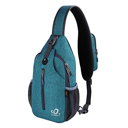 WATERFLY Teal Blue Crossbody Hiking Sling Backpack
