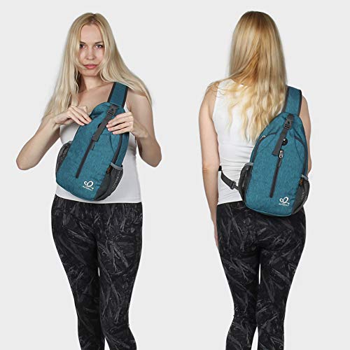 WATERFLY Teal Blue Crossbody Hiking Sling Backpack