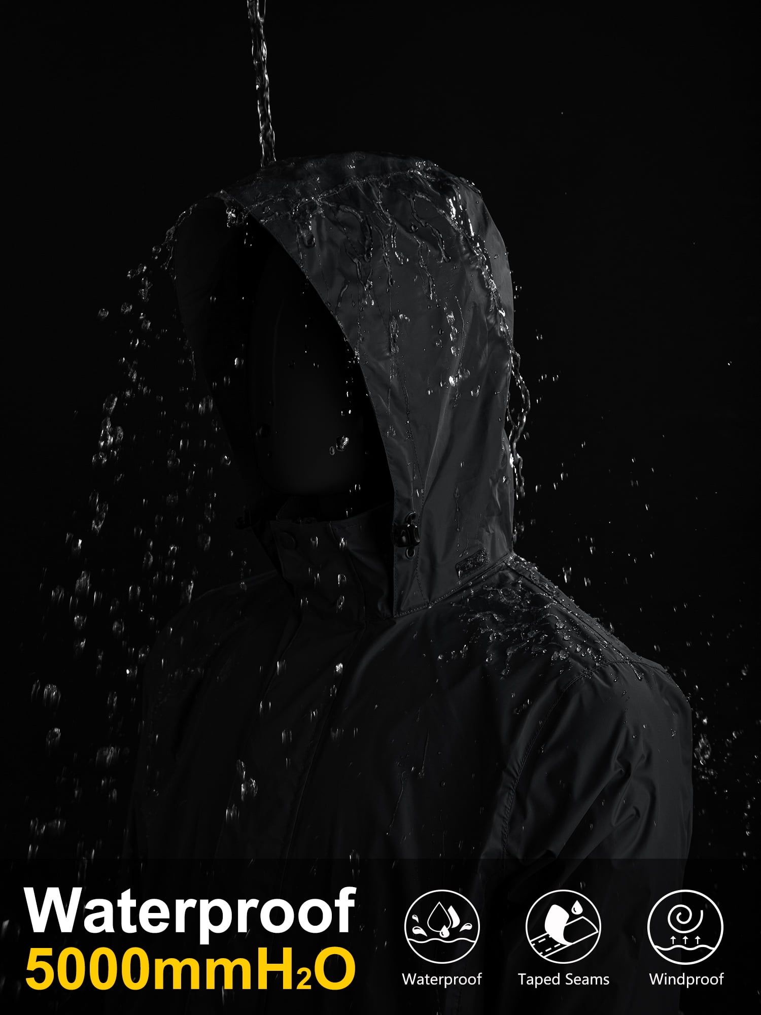 Men's Packable Waterproof Rain Jacket for Hiking