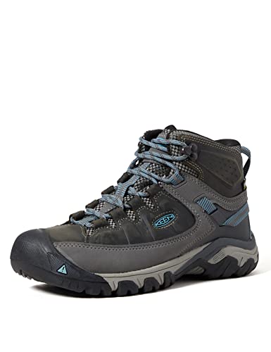 KEEN Women's Waterproof Hiking Boots, Magnet/Atlantic Blue, 8