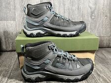 KEEN Women's Waterproof Hiking Boots, Magnet/Atlantic Blue, 8