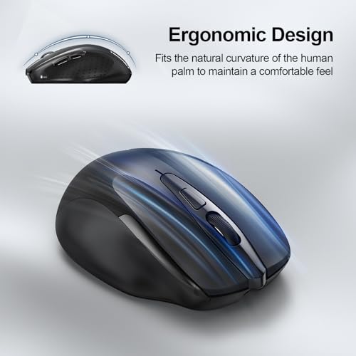 TECKNET Rechargeable Ergonomic Wireless Mouse - Black