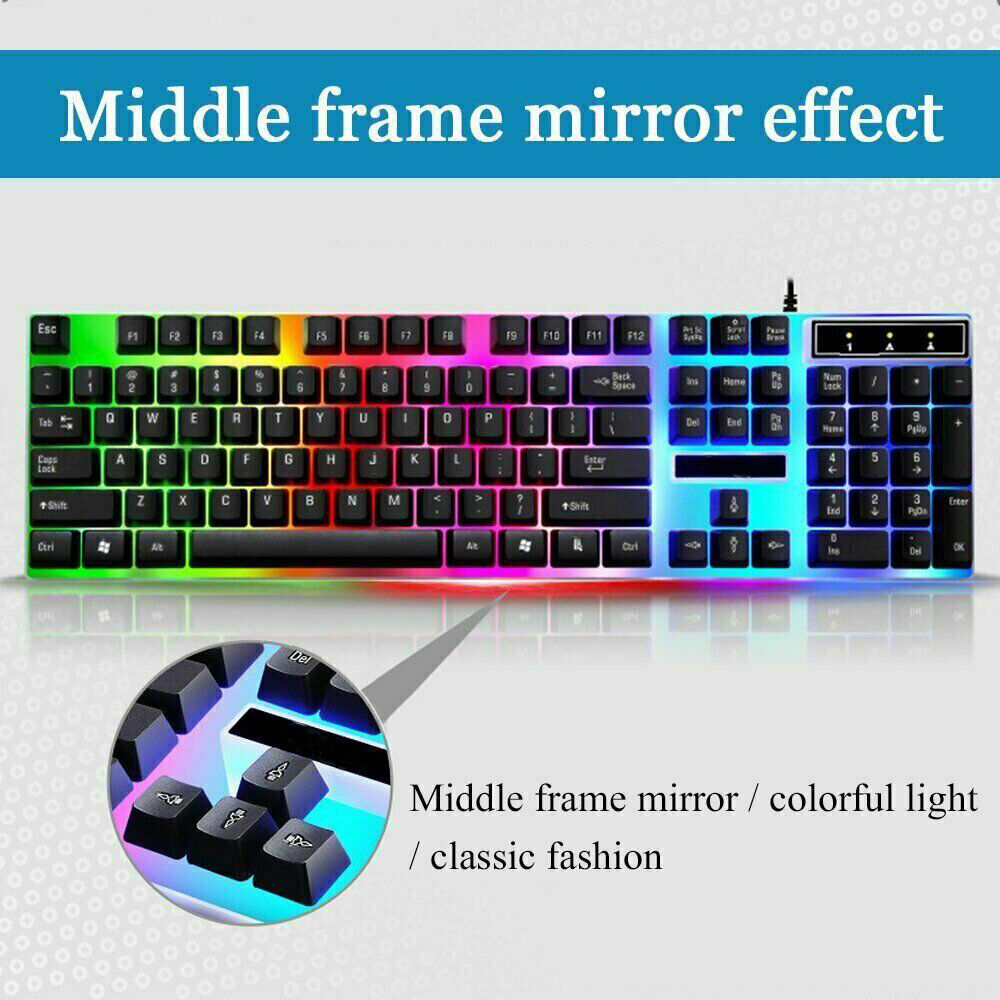 Ergonomic Gaming Keyboard and Mouse Combo with RGB LED