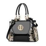 Nicole & Doris Black Patent Leather Hobo Tote