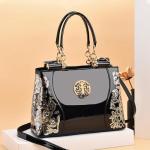 Nicole & Doris Black Patent Leather Hobo Tote