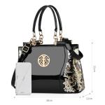 Nicole & Doris Black Patent Leather Hobo Tote