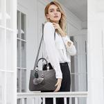 Nicole & Doris Elegant Grey Handbag with Pom Poms