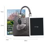 Nicole & Doris Elegant Grey Handbag with Pom Poms