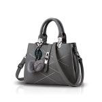 Nicole & Doris Elegant Grey Handbag with Pom Poms