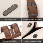 CLUCI Women's Leather Vintage Laptop Backpack - Beige/Brown