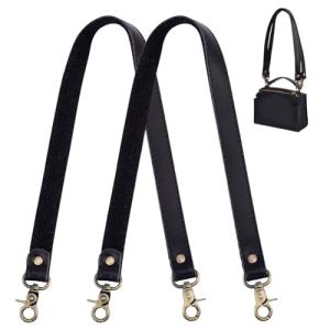 Black Leather Bag Straps - 40 cm, 2 Pack