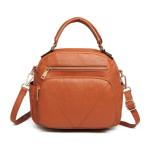Miss Lulu Elegant Brown Leather Shoulder Handbag