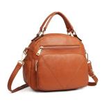 Miss Lulu Elegant Brown Leather Shoulder Handbag