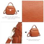 Miss Lulu Elegant Brown Leather Shoulder Handbag