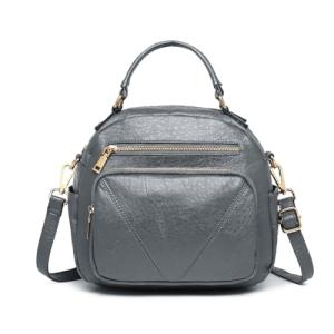 Miss Lulu Elegant Grey Leather Shoulder Handbag