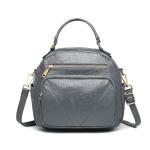Miss Lulu Elegant Grey Leather Shoulder Handbag