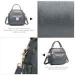 Miss Lulu Elegant Grey Leather Shoulder Handbag