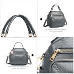 Miss Lulu Elegant Grey Leather Shoulder Handbag