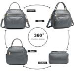Miss Lulu Elegant Grey Leather Shoulder Handbag