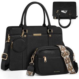 RAINSMORE Women's 3-Piece Leather Handbag Set