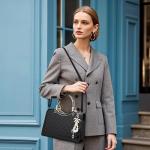 DIRRONA Women’s Quilted Black Handbag with Pearl Charm