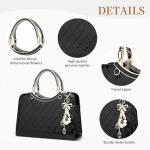 DIRRONA Women’s Quilted Black Handbag with Pearl Charm