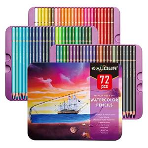 Kalour 72-Color Watercolor Pencil Set for Coloring