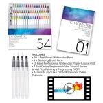 54 Watercolor Brush Pens with Blending Tools