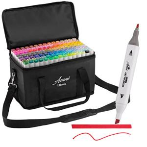 120 Color Dual Tip Markers with Travel Case