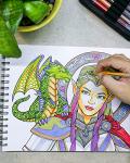 Mythical & Fantasy Coloring Book - 50 Original Hand Drawn Designs
