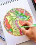 Colorful Dragons Adult Coloring Book - 50 Designs