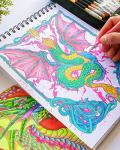 Colorful Dragons Adult Coloring Book - 50 Designs