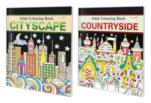 Cityscape & Countryside Adult Coloring Book Set