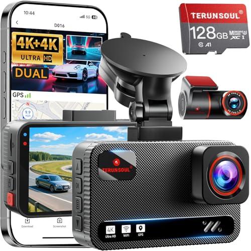 TERUNSOUl 4K Dual Dash Cam with Free 128GB Card