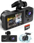 4K Triple Dash Cam for Cars with 32GB Card