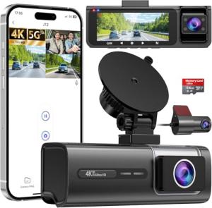 5G WiFi 3-Channel Dash Cam with 64GB Card