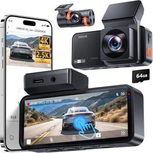VIRROW 4K Front and Rear Dash Cam with WiFi