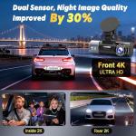 3 Channel 4K Dash Cam with GPS & Night Vision