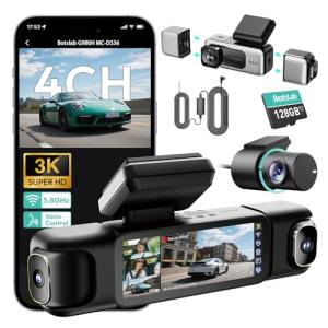 BOTSLAB 3K 4-Channel Dash Cam with 128GB Card