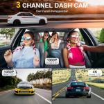 TOOXYZ 3-Channel 4K Dash Cam with 64GB Card