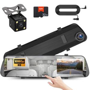 UNITOPSCI 1080P Dual Camera Mirror Dash Cam