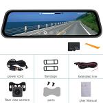 CAMECHO 9.66" Mirror Dash Cam with 64GB Card