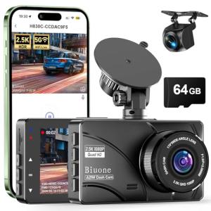2.5K Dual Dash Cam with 64GB Card