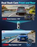 2.5K Dual Dash Cam with 64GB Card