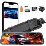 Dual Mirror Dash Camera with 4K Front & 1080P Rear